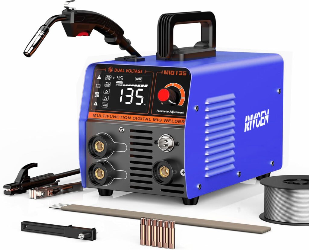 135A Flux Core MIG Welder 220V 3-in-1 MIG/Arc/Lift TIG Welding Machine IGBT DC Inverter Gasless Welder Sy