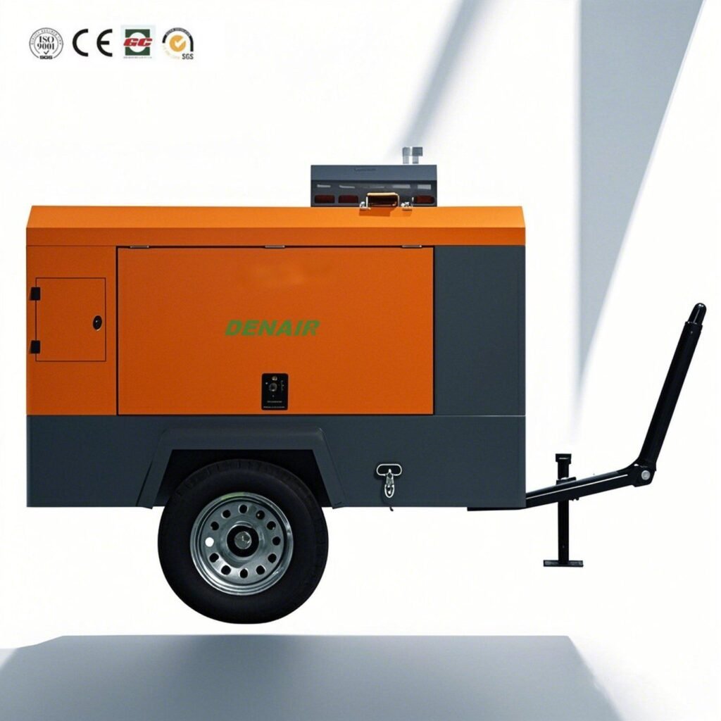 10 bar Diesel Engine Mobile Screw Air compressor for sandblasting