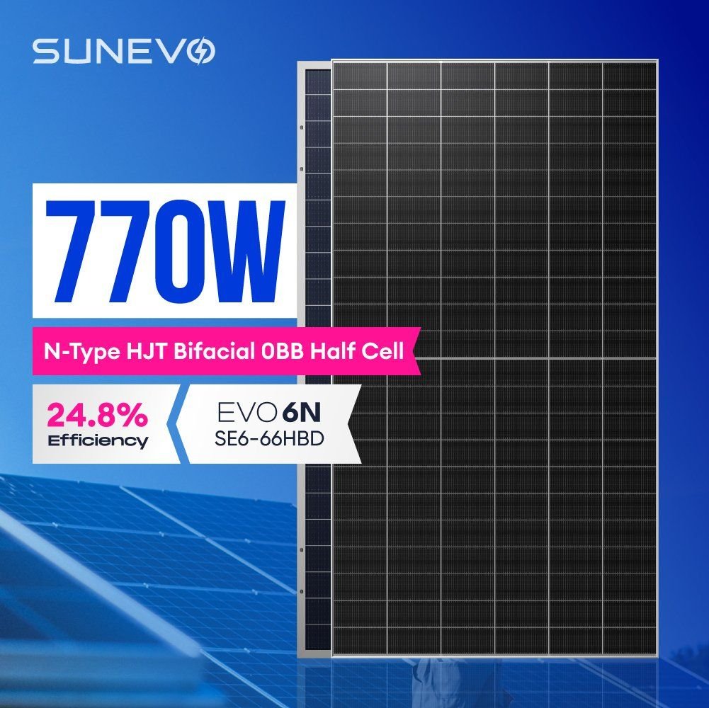 Sunark 24.8% Efficiency Solar Panels 700watt 720W 750W 770W Solar Module PV Panel for Home Electricity